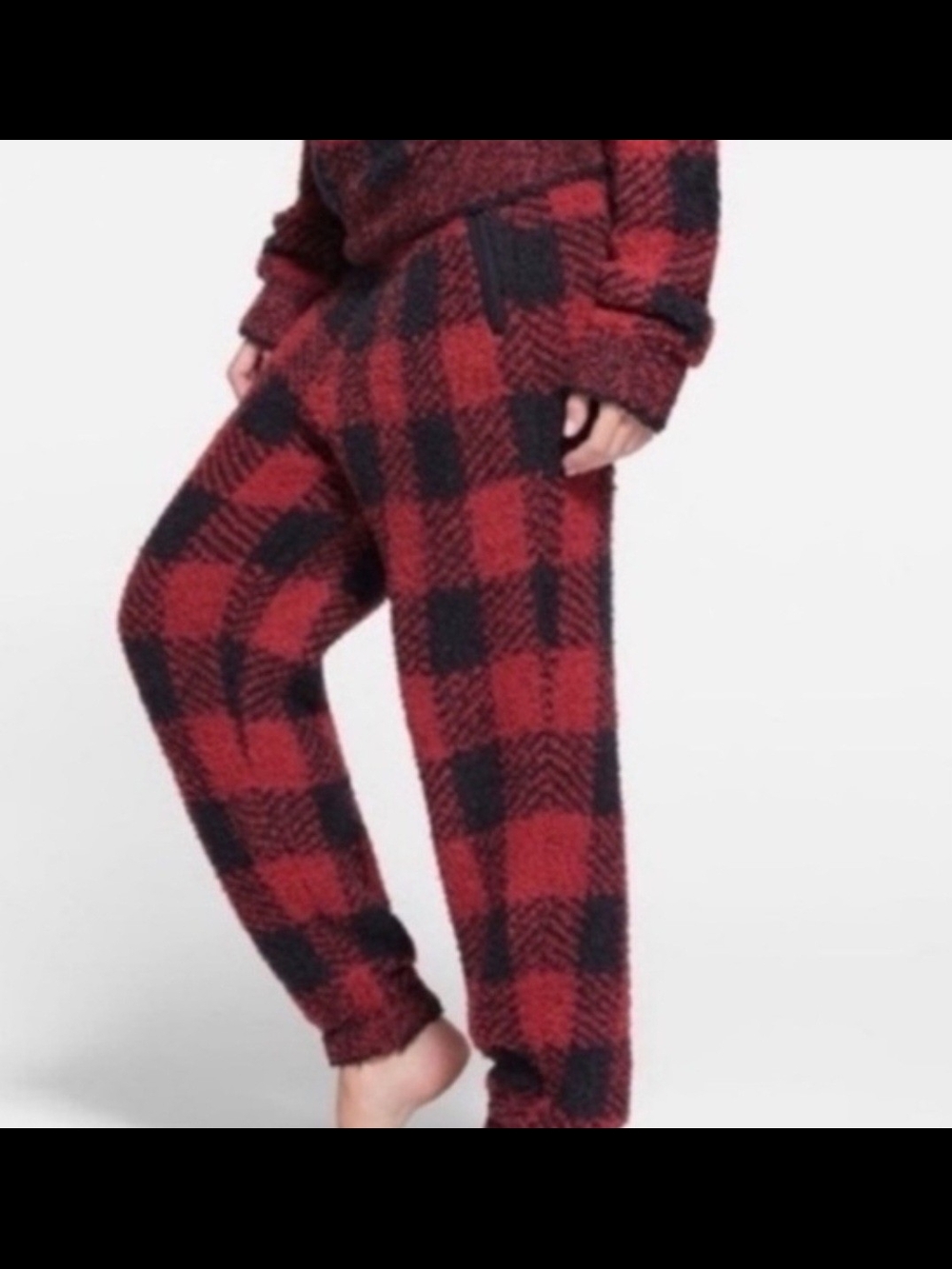 SKIMS Red & Black Buffalo Plaid Fuzzy Pajama Pants